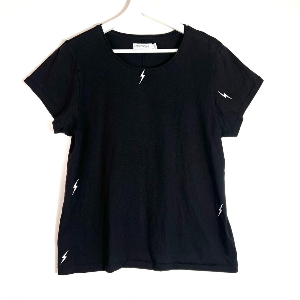 Catherine Gee Embroidered Bolt Tee Black Size XL - Picture 5 of 14